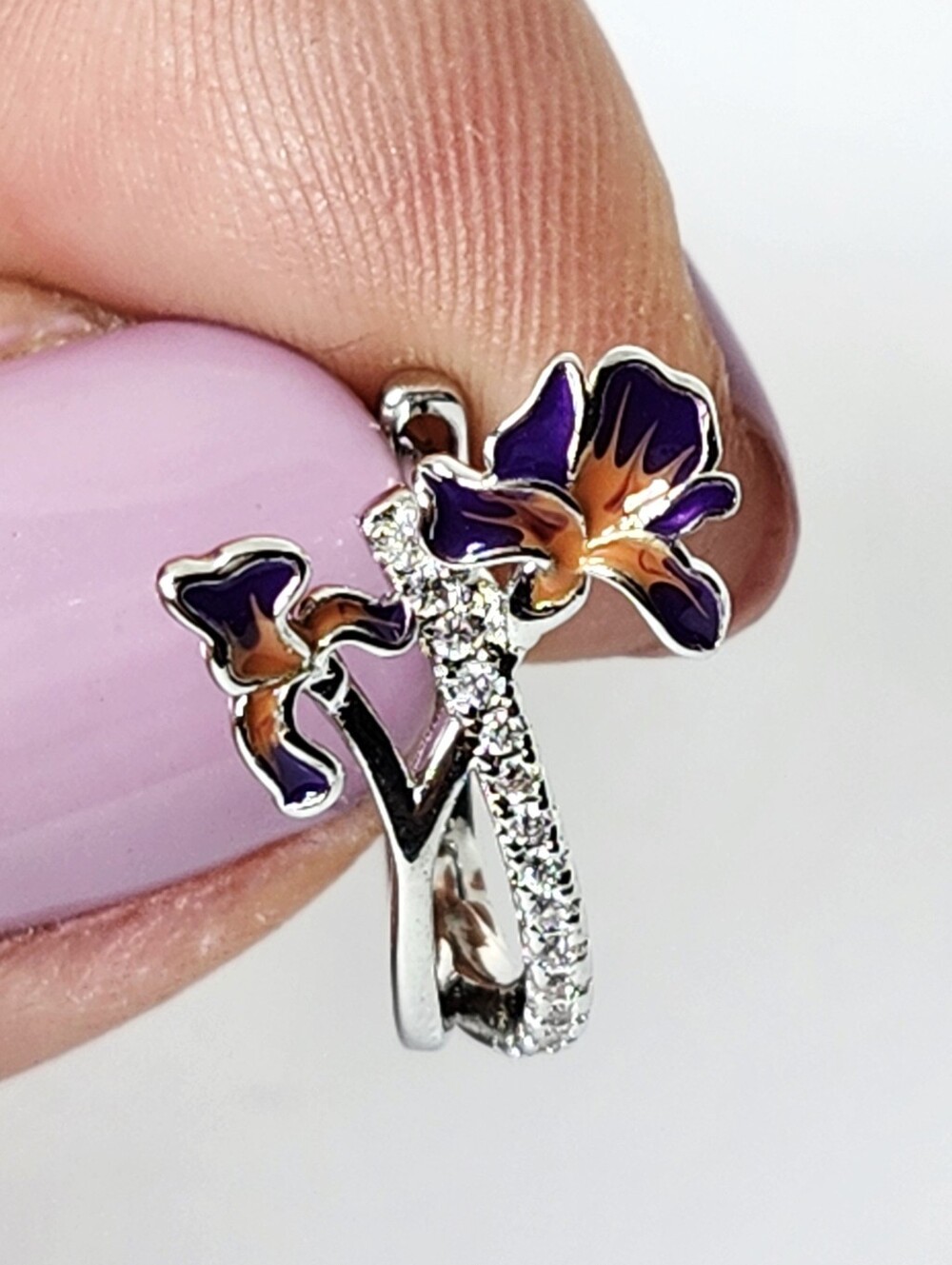 Sterling Silver Enamel Flower Earrings